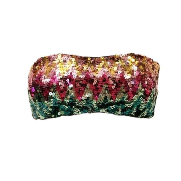 Victoria's Secret Sequined Bandeau Top Sz Lg - Picture 1 of 5
